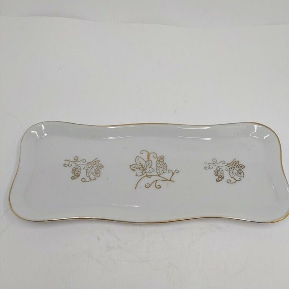 Mid-century Modern 60s Vintage Japan Tilso Gold Grape Leaf Trinket‎